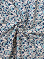 Blue Floral Hand Block Print Cotton Fabric by Yard, Indian Blockprint Fabric, Natural Dye Soft Cotton Fabric for Dresses, Quilting & Sewing