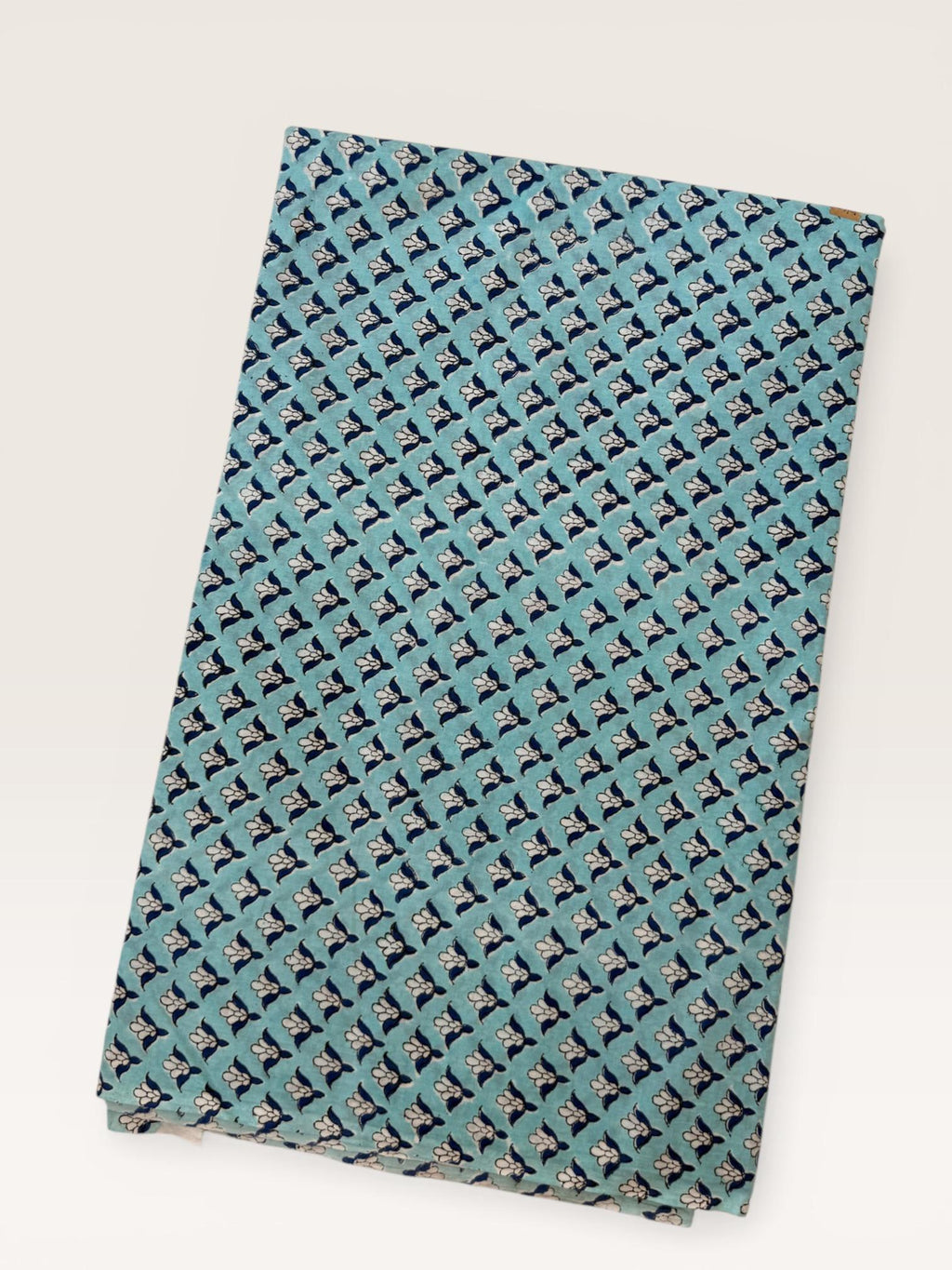 Blue Floral Hand Block Print Cotton Fabric by Yard, Indian Blockprint Fabric, Soft Cotton Sewing Fabric, Quilting Fabric, Craft Fabric,