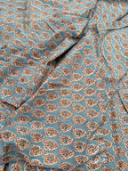 Hand Block Printed Cotton Fabric – Green Paisley Running Fabric – Indian Floral Yardage – Boho Sewing Fabric – Soft Breathable Cotton