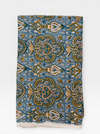 Blue Paisley Hand Block Print Cotton Fabric, Indian Floral Cambric Fabric by Yard, Boho Paisley Textile, Soft Lightweight Dressmaking Fabric