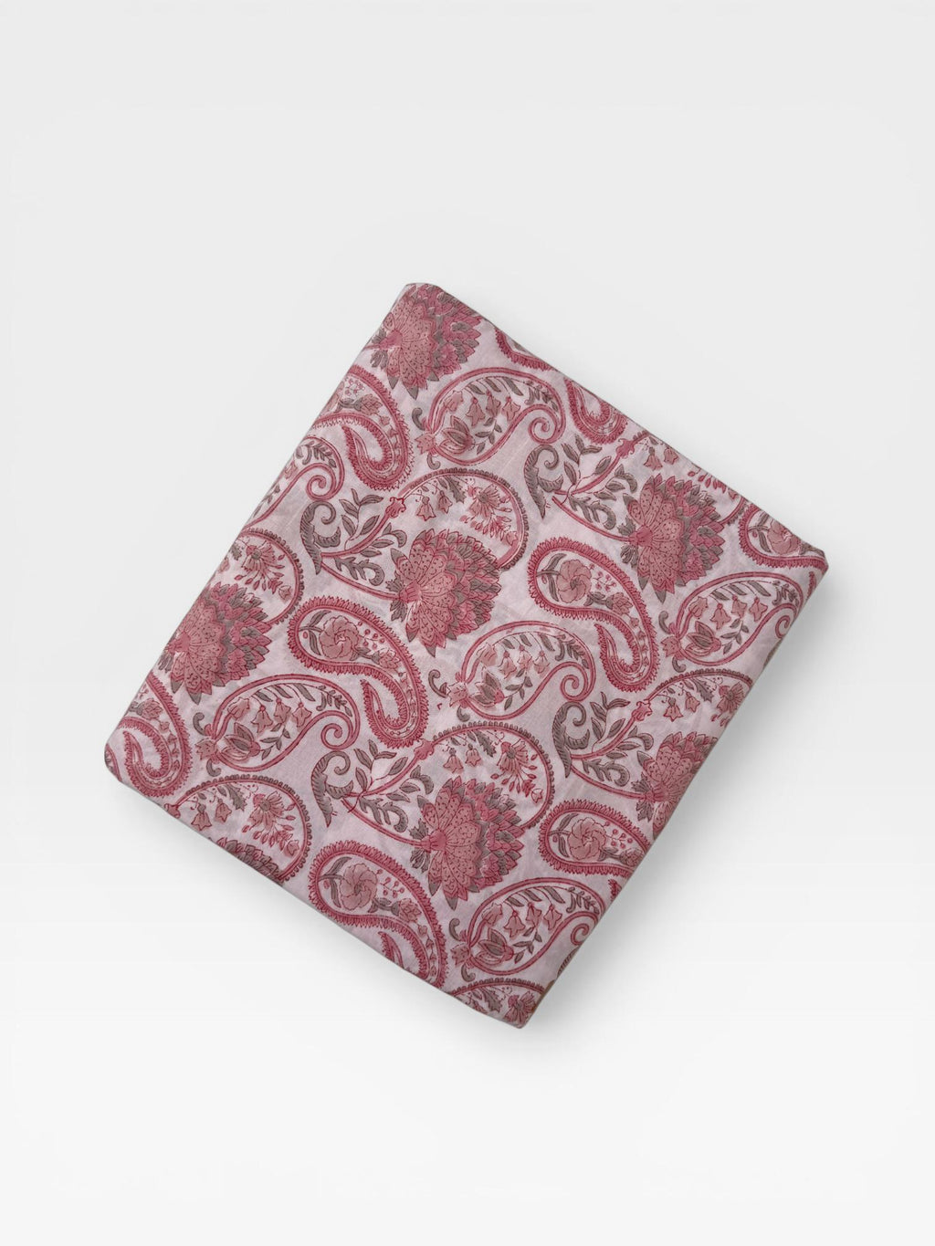 Pink Paisley Hand Block Print Cotton Fabric, Indian Floral Cambric Fabric by Yard, Soft Romantic Boho Textile, Dressmaking & Home Decor