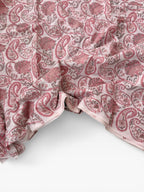 Pink Paisley Hand Block Print Cotton Fabric, Indian Floral Cambric Fabric by Yard, Soft Romantic Boho Textile, Dressmaking & Home Decor
