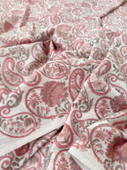 Pink Paisley Hand Block Print Cotton Fabric, Indian Floral Cambric Fabric by Yard, Soft Romantic Boho Textile, Dressmaking & Home Decor