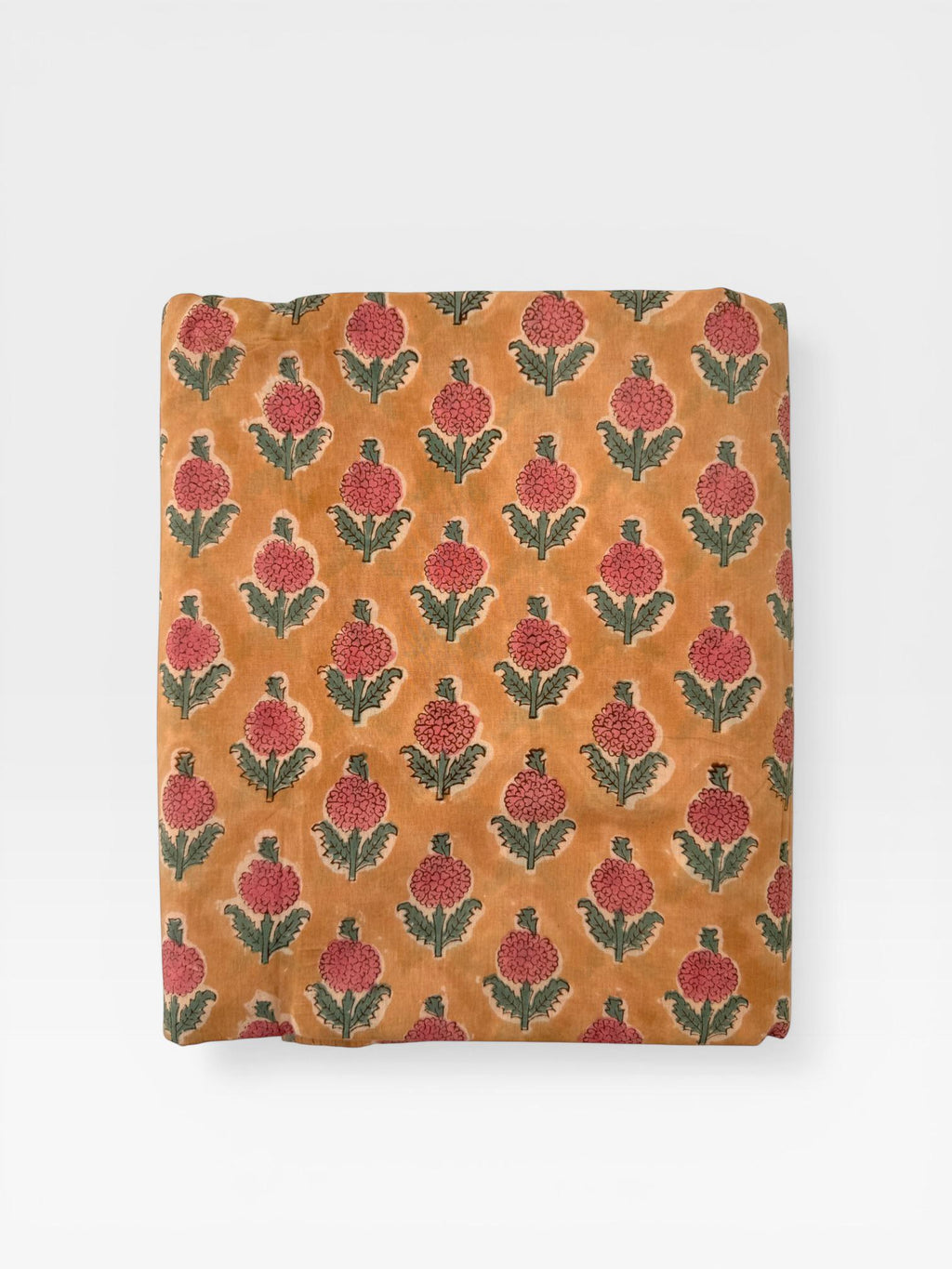 Mustard Floral Hand Block Print Cotton Fabric Indian Buti Print Cambric Fabric by Yard, Small Motif Boho Fabric, Soft Dressmaking & Quilting
