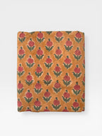 Mustard Floral Hand Block Print Cotton Fabric Indian Buti Print Cambric Fabric by Yard, Small Motif Boho Fabric, Soft Dressmaking & Quilting