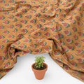 Mustard Floral Hand Block Print Cotton Fabric Indian Buti Print Cambric Fabric by Yard, Small Motif Boho Fabric, Soft Dressmaking & Quilting