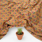 Mustard Floral Hand Block Print Cotton Fabric Indian Buti Print Cambric Fabric by Yard, Small Motif Boho Fabric, Soft Dressmaking & Quilting