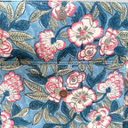 Handmade Block Print Tote Bag, Blue Floral Cotton Shoulder Bag, Waterproof Lining Tote, Multi Pocket Everyday Bag, Travel & Work Organizer