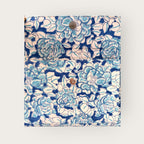 Blue Floral Block Print Tote Bag, Handmade Cotton Handbag, Waterproof Lined Tote, Large Capacity Everyday Bag, Gift for Her, office bag