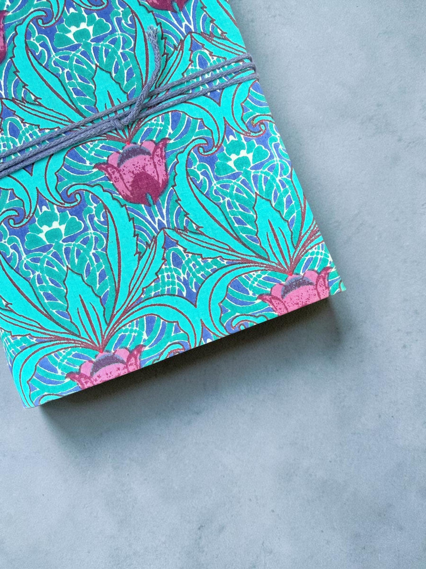 Handmade Block Print Diary Journal | Floral Fabric Notebook | Vintage Style Writing Journal | Travel Diary Gift | Artisan Handmade Notebook