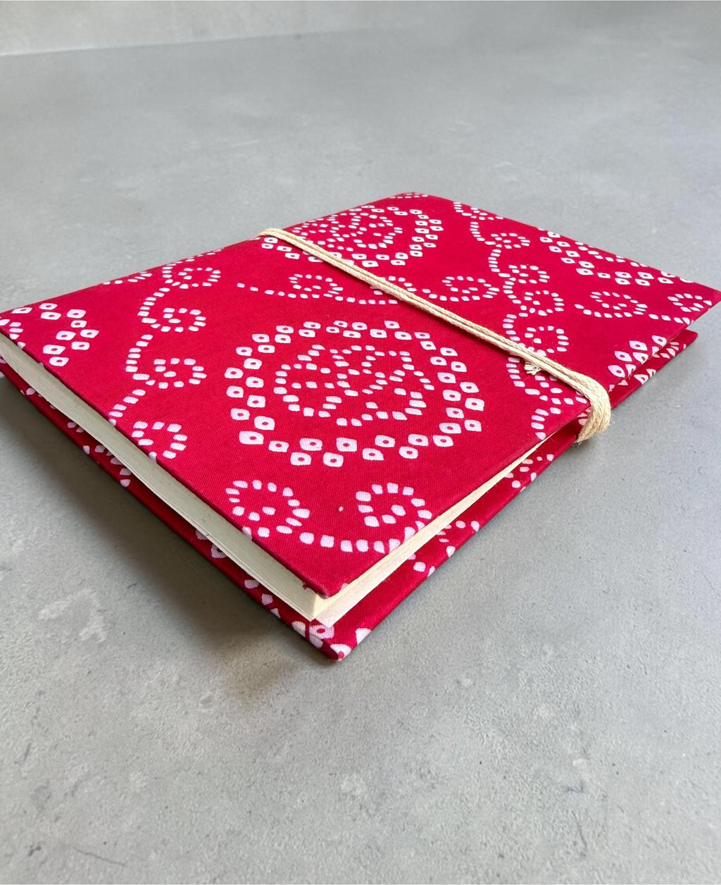 Handmade Pink Block Print Diary | Bandhani Style Fabric Journal | Travel Notebook | Artisan Handmade Notebook | Gift for Writers & Creatives