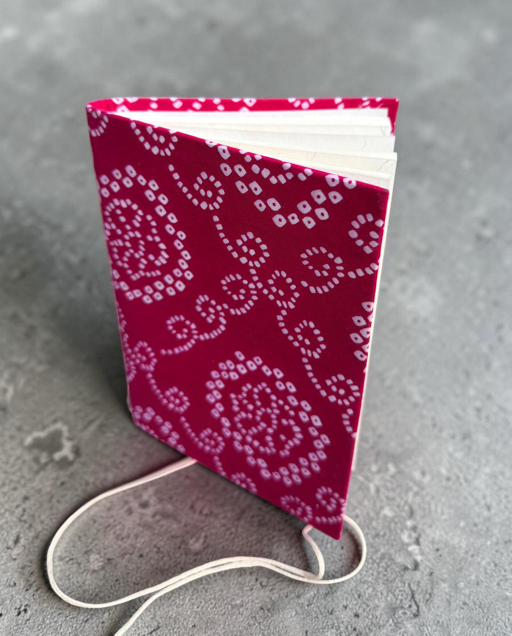 Handmade Pink Block Print Diary | Bandhani Style Fabric Journal | Travel Notebook | Artisan Handmade Notebook | Gift for Writers & Creatives