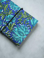 Handmade Blue Floral Block Print Diary | Cotton Fabric Journal | Travel Notebook | Artisan Handmade Notebook | Gift for Writers & Students