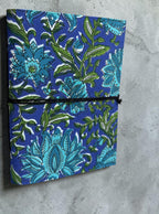 Handmade Blue Floral Block Print Diary | Cotton Fabric Journal | Travel Notebook | Artisan Handmade Notebook | Gift for Writers & Students