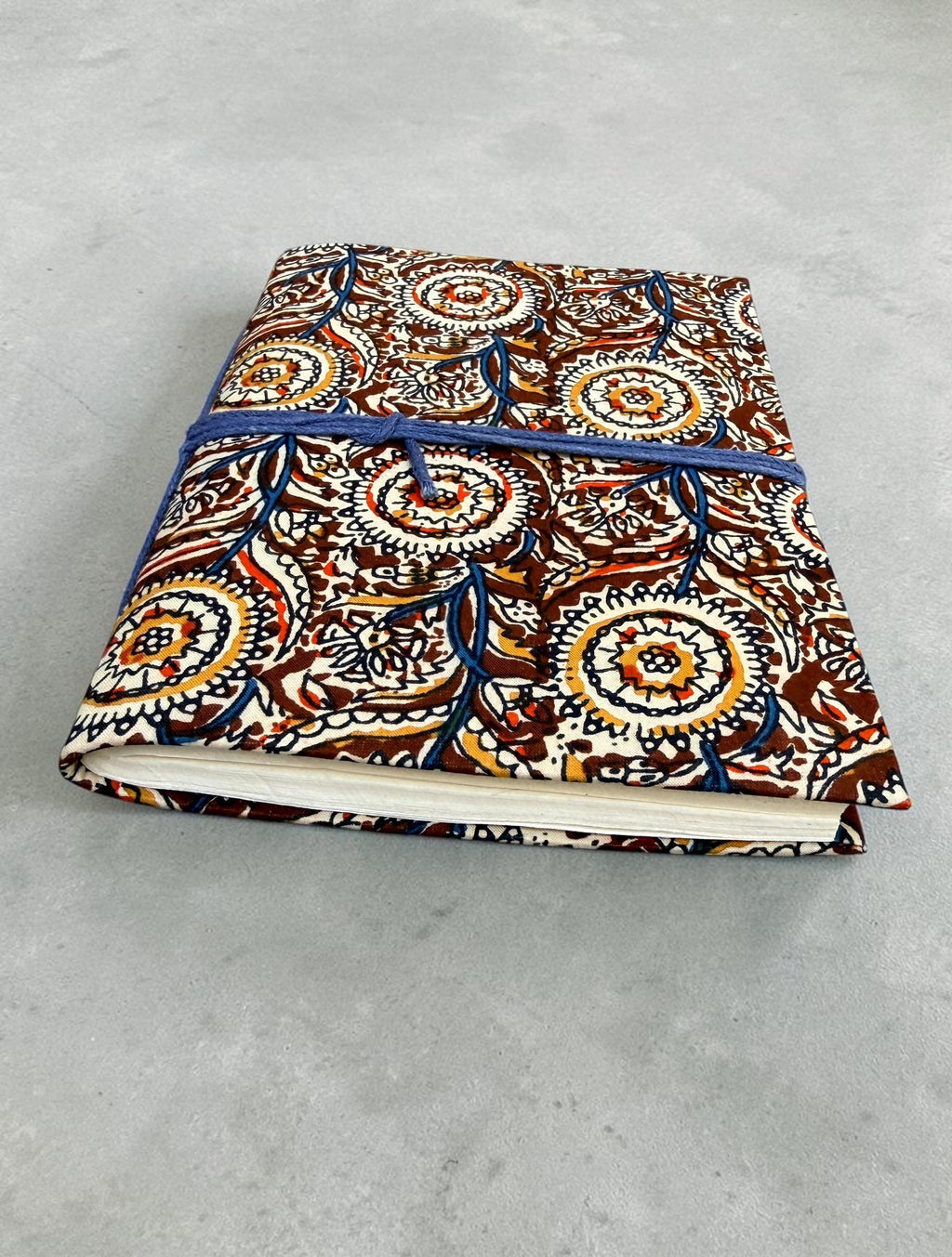 Handmade Brown Block Print Diary | Vintage Floral Fabric Journal | Cotton Notebook | Travel Journal | Artisan Handmade Gift Idea