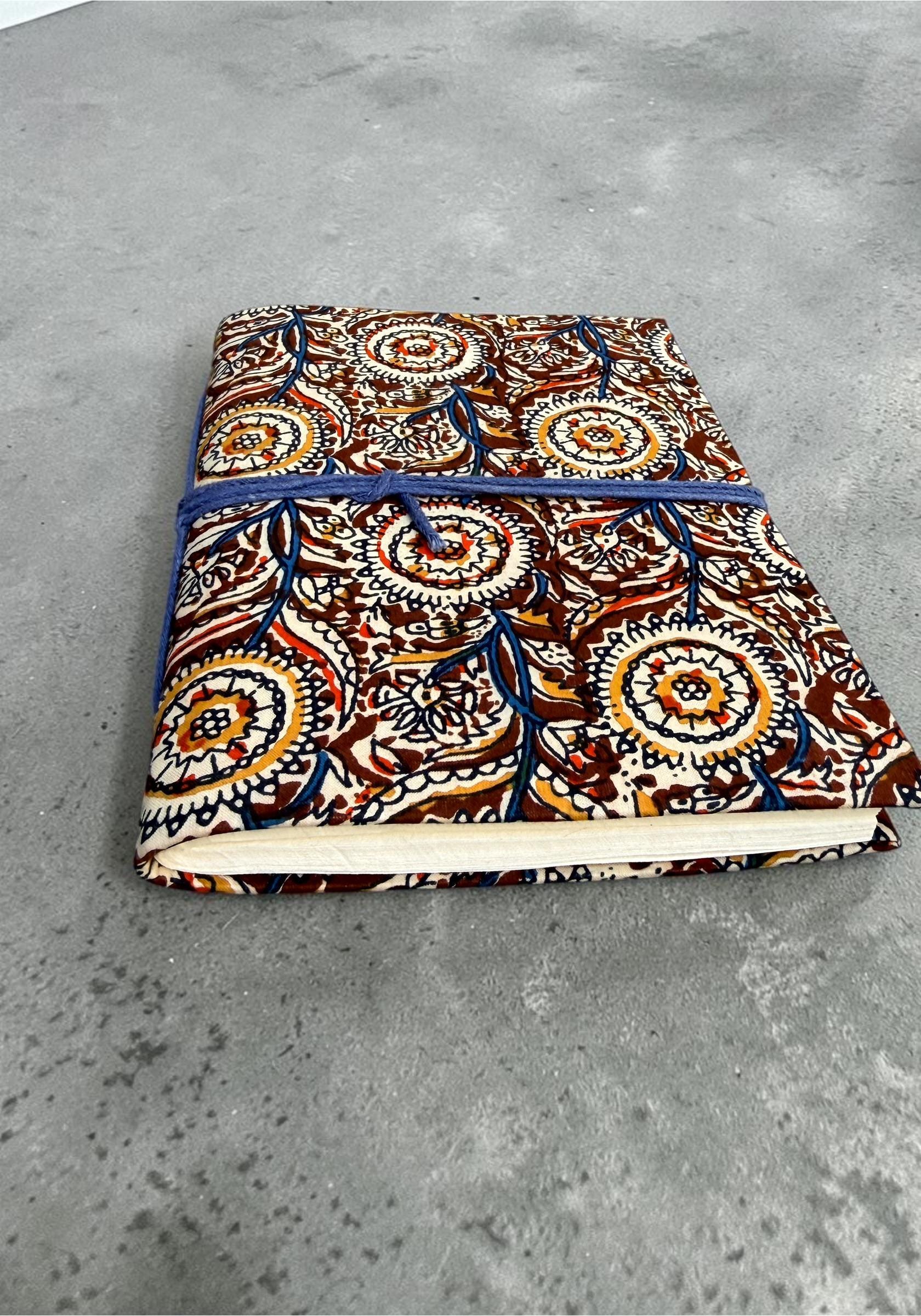 Handmade Brown Block Print Diary | Vintage Floral Fabric Journal | Cotton Notebook | Travel Journal | Artisan Handmade Gift Idea