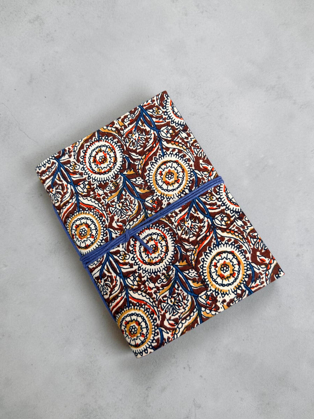 Handmade Brown Block Print Diary | Vintage Floral Fabric Journal | Cotton Notebook | Travel Journal | Artisan Handmade Gift Idea