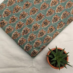 Hand Block Printed Cotton Fabric – Green Paisley Running Fabric – Indian Floral Yardage – Boho Sewing Fabric – Soft Breathable Cotton