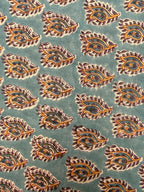 Hand Block Printed Cotton Fabric – Green Paisley Running Fabric – Indian Floral Yardage – Boho Sewing Fabric – Soft Breathable Cotton