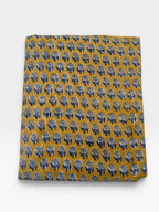 Mustard Yellow & Indigo Blue Floral Block Print Cotton Fabric | Hand Block Printed Indian Cotton | Boho Floral Fabric by Yard