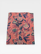 Peach Coral Floral Block Print Cotton Fabric | Pink & Teal Hand Block Printed Fabric | Indian Cotton Boho Textile by Yard  Soft Summer Dress