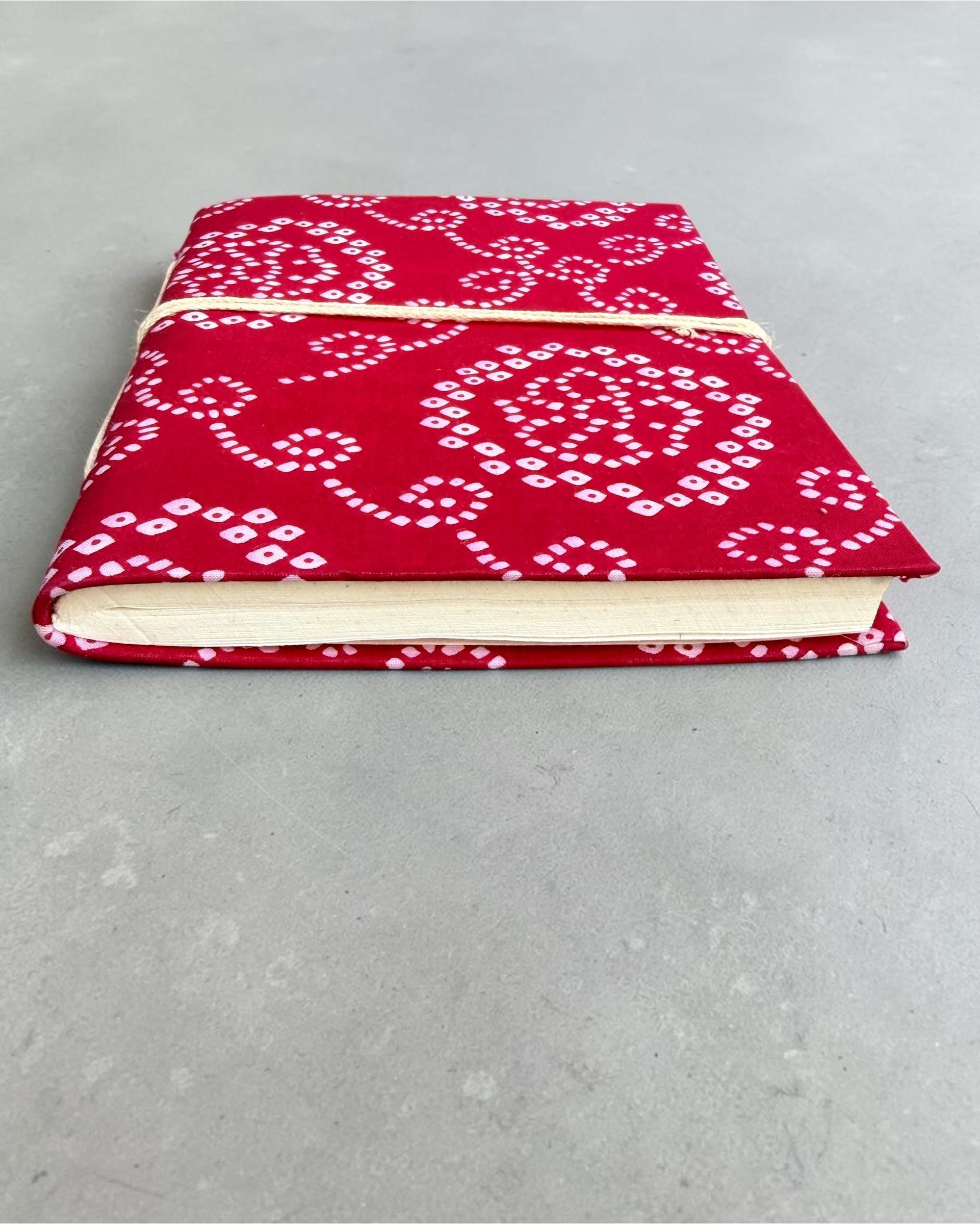 Handmade Pink Block Print Diary | Bandhani Style Fabric Journal | Travel Notebook | Artisan Handmade Notebook | Gift for Writers & Creatives