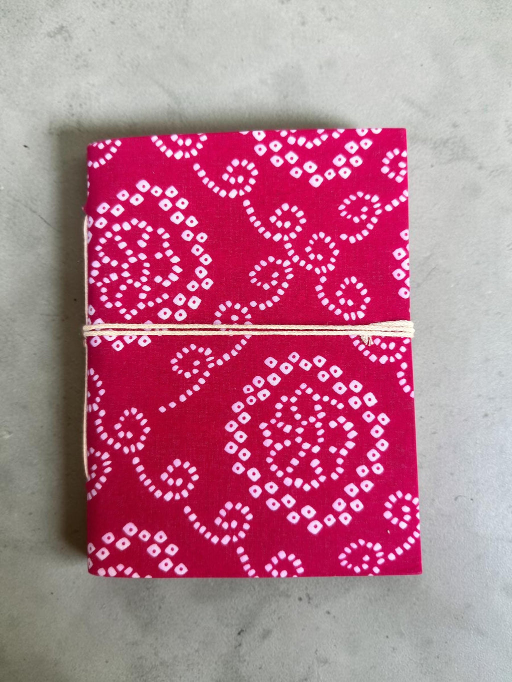 Handmade Pink Block Print Diary | Bandhani Style Fabric Journal | Travel Notebook | Artisan Handmade Notebook | Gift for Writers & Creatives