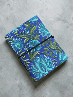 Handmade Blue Floral Block Print Diary | Cotton Fabric Journal | Travel Notebook | Artisan Handmade Notebook | Gift for Writers & Students
