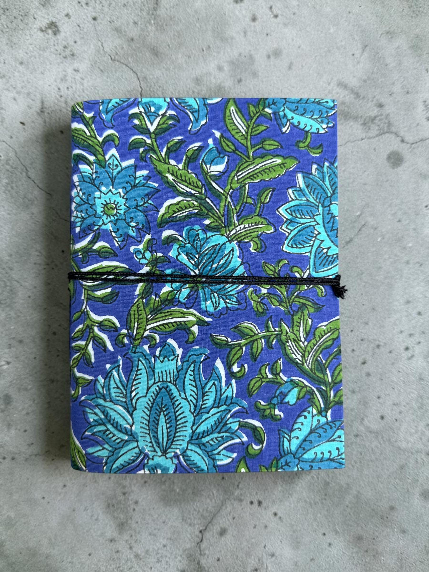 Handmade Blue Floral Block Print Diary | Cotton Fabric Journal | Travel Notebook | Artisan Handmade Notebook | Gift for Writers & Students