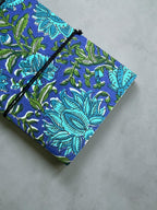 Handmade Blue Floral Block Print Diary | Cotton Fabric Journal | Travel Notebook | Artisan Handmade Notebook | Gift for Writers & Students