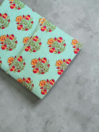 Handmade Floral Block Print Diary | Cotton Fabric Journal | Light Blue Notebook | Travel Journal | Artisan Handmade Gift for Writers