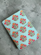 Handmade Floral Block Print Diary | Cotton Fabric Journal | Light Blue Notebook | Travel Journal | Artisan Handmade Gift for Writers