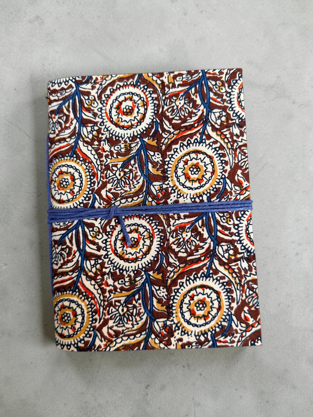 Handmade Brown Block Print Diary | Vintage Floral Fabric Journal | Cotton Notebook | Travel Journal | Artisan Handmade Gift Idea