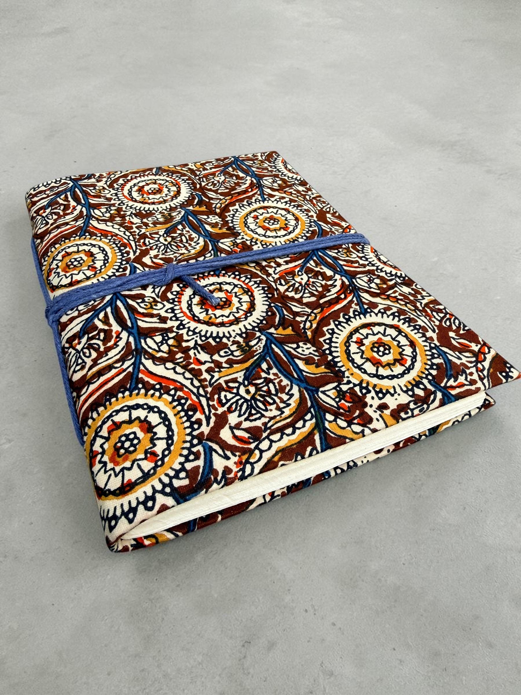 Handmade Brown Block Print Diary | Vintage Floral Fabric Journal | Cotton Notebook | Travel Journal | Artisan Handmade Gift Idea