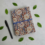 Handmade Brown Block Print Diary | Vintage Floral Fabric Journal | Cotton Notebook | Travel Journal | Artisan Handmade Gift Idea