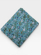 Turquoise Blue Floral Hand Block Print Cotton Fabric by Yard | Indian Aqua Boho Fabric | Soft Lightweight Sewing Fabric | Dressmaking