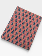 Peach Pink Floral Hand Block Print Cotton Fabric by Yard | Indian Boho Fabric | Blue and Rose Motif Soft Cotton | Dressmaking & Craft Fabric