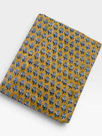 Mustard Yellow & Indigo Blue Floral Block Print Cotton Fabric | Hand Block Printed Indian Cotton | Boho Floral Fabric by Yard
