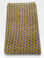 Mustard Yellow & Indigo Blue Floral Block Print Cotton Fabric | Hand Block Printed Indian Cotton | Boho Floral Fabric by Yard