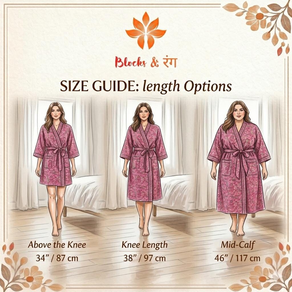 Coral Pink Floral Block Print Cotton Waffle Kaftan Robe | Handmade Indian Kimono Bathrobe | Lightweight Boho Lounge Wear | Soft Spa Robe