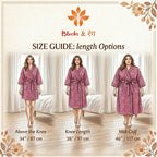 Hand Block Printed Cotton Bathrobe – Pink & White Floral Kimono Robe – Lightweight Boho Dressing Gown – Soft Spa Robe – Summer Loungewear